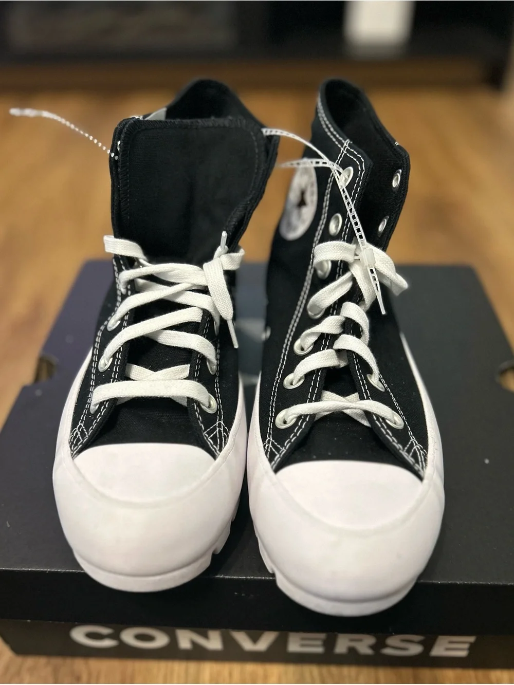 CONVERSE all Star Chuck Taylor hi top black platform lace up shoes sneakers sz 8